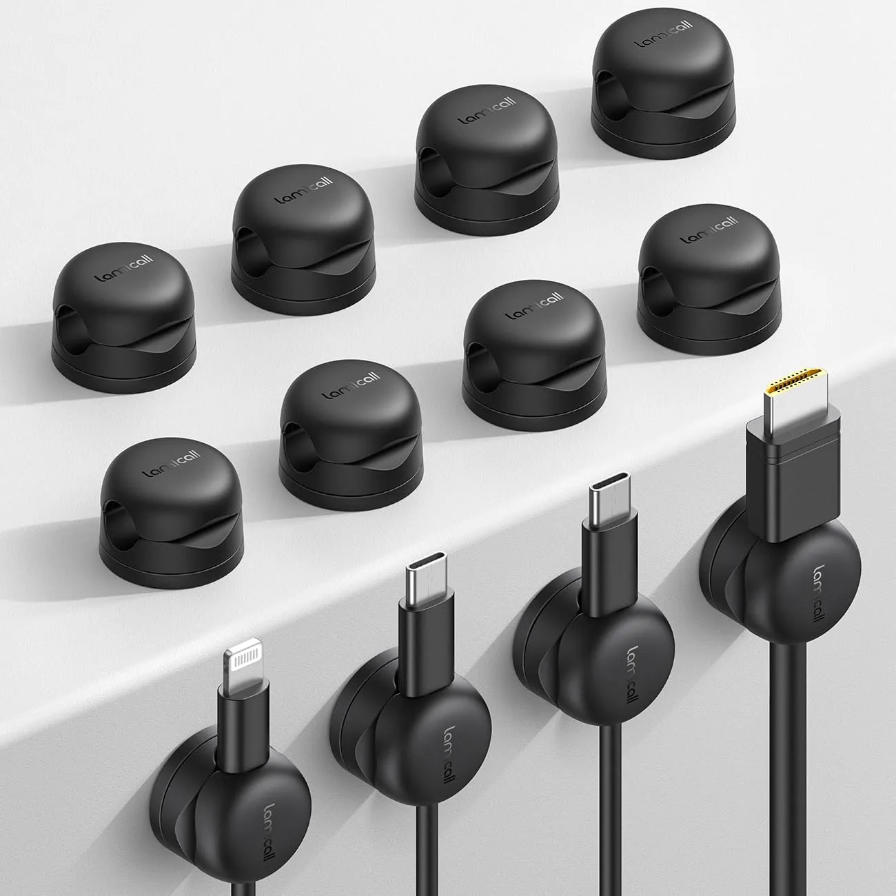 12Pack Rotatable Cord Organizer, Desk Office Nightstand Accessories - Lamicall [1s Lock] Cord Holder Mother's Day for Mother, Desk Phone Charger Cable Management, Wire Organizer Keeper Cable Clips