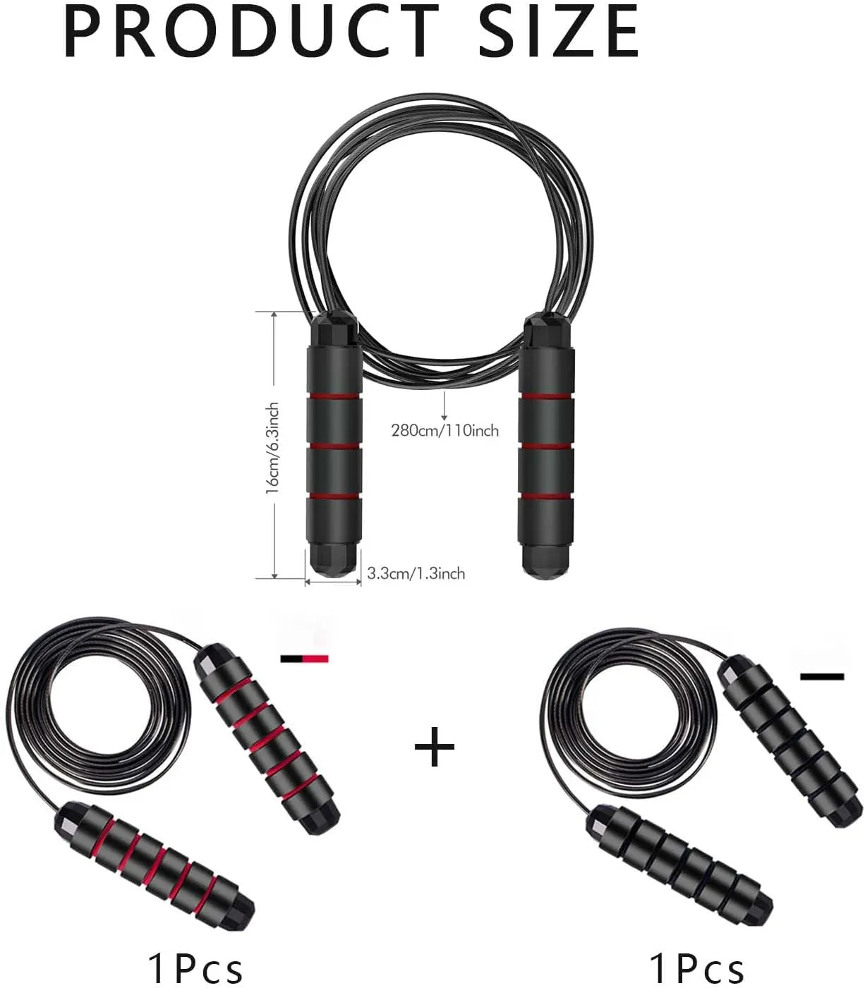 2 Pack Workout Jumping Rope,Adjustable Skipping Rope,Weighted Jump Rope for Men,Jumprope for Fitness Women,Cuerda Para Saltar Ejercicio,Speed Rope,Kids Jump Ropes for 8-12,Adults Boxing Jump Rooe