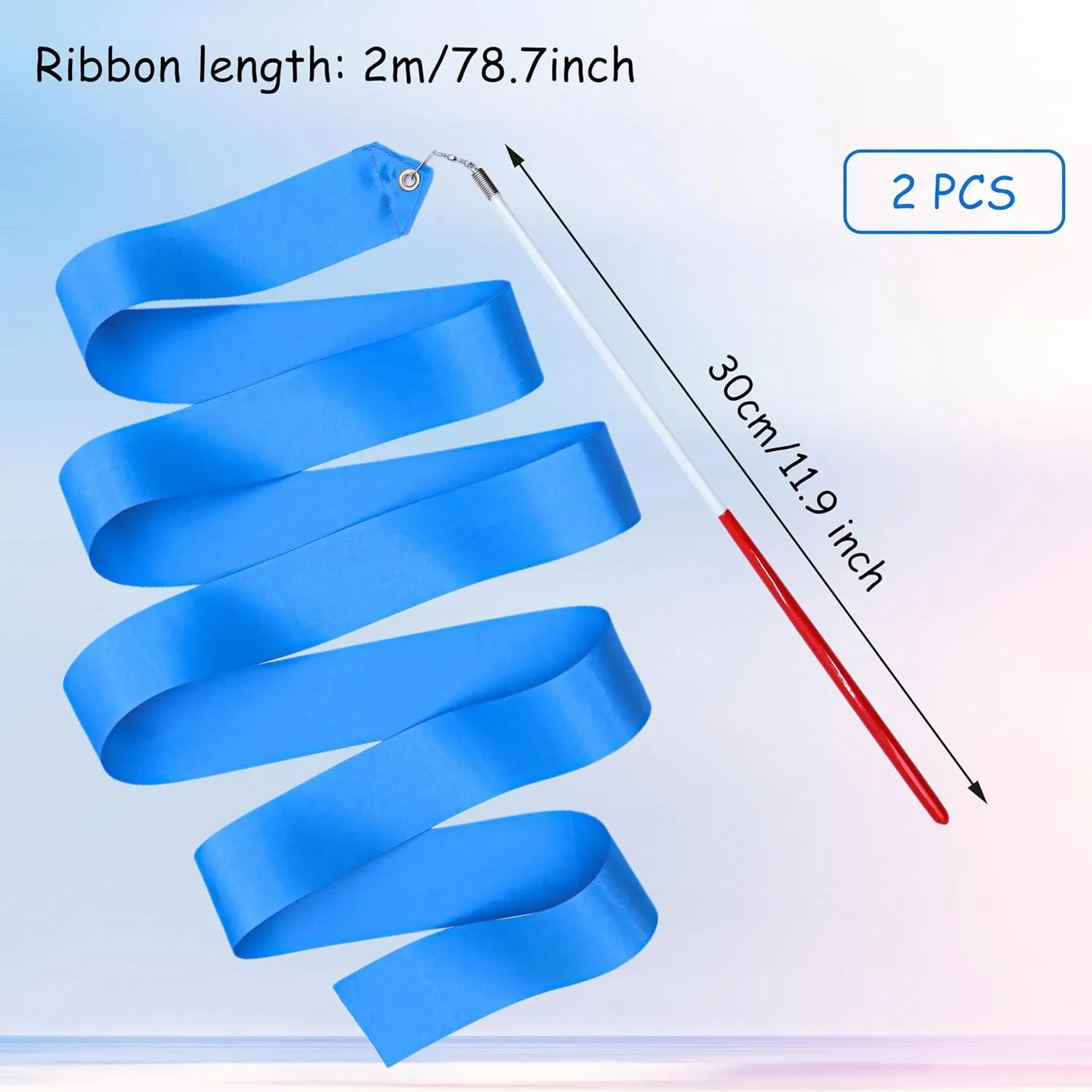 2pcs Rhythmic Dance Ribbons with Wands, 78.7 Inch Rhythmic Gymnastics Ribbon Dancer Wand Twirling Dancing Ribbon Streamers, Fits Artistic Dancing Gymnastics Training