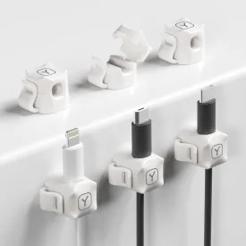 6-Pack Cable Clips, Cord Holder, Cord Organizer for Nightstand, Adhesive Cord Organizer, Stable Charging Wire Management for Desk/Nightstand/Wall, Home Office & Gaming Setup(White)