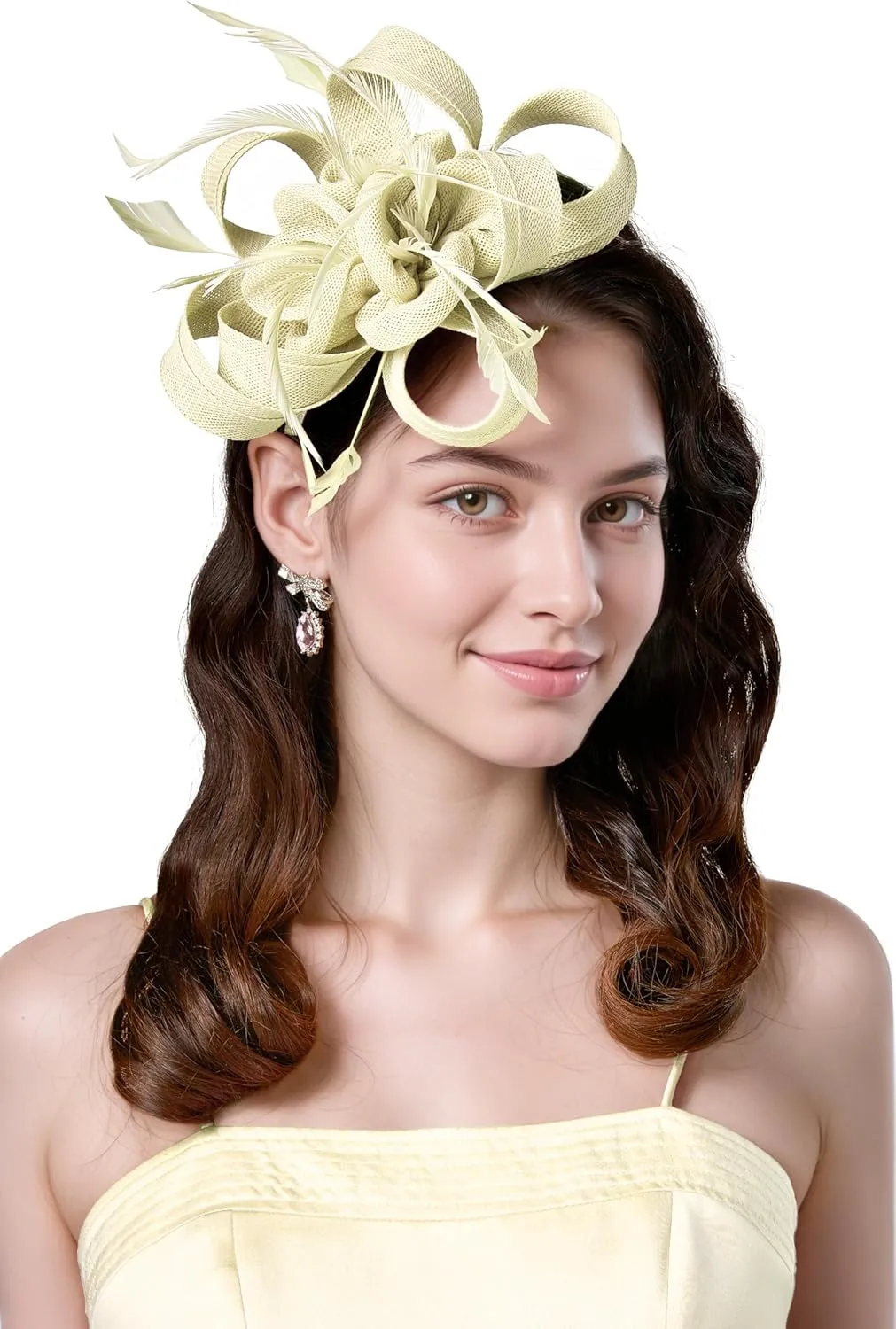 BABEYOND Fascinator Hats for Women - Tea Party Hats Fascinators Kentucky Headband Derby Hat Wedding Feathers Ribbon Headwear