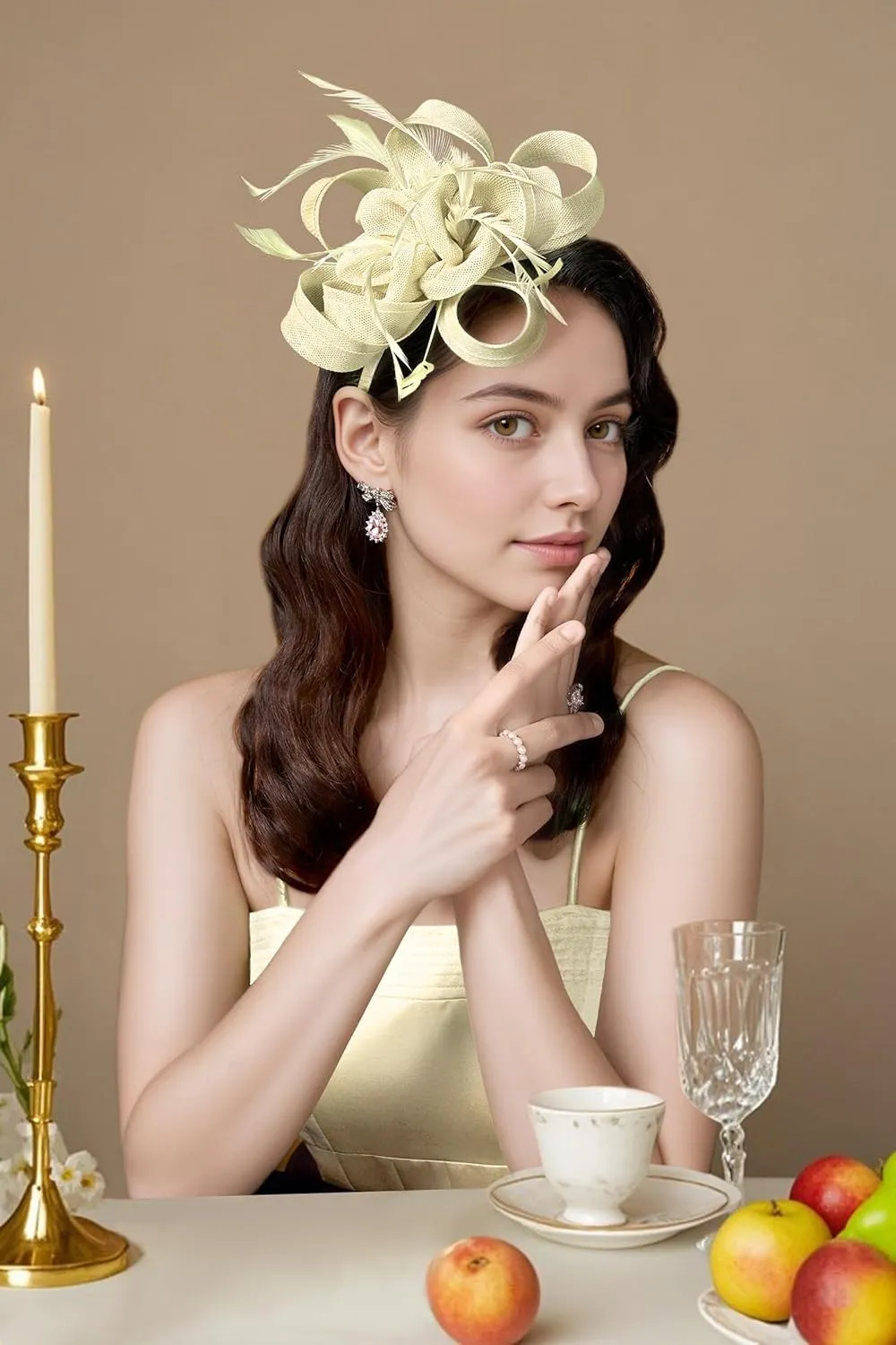 BABEYOND Fascinator Hats for Women - Tea Party Hats Fascinators Kentucky Headband Derby Hat Wedding Feathers Ribbon Headwear