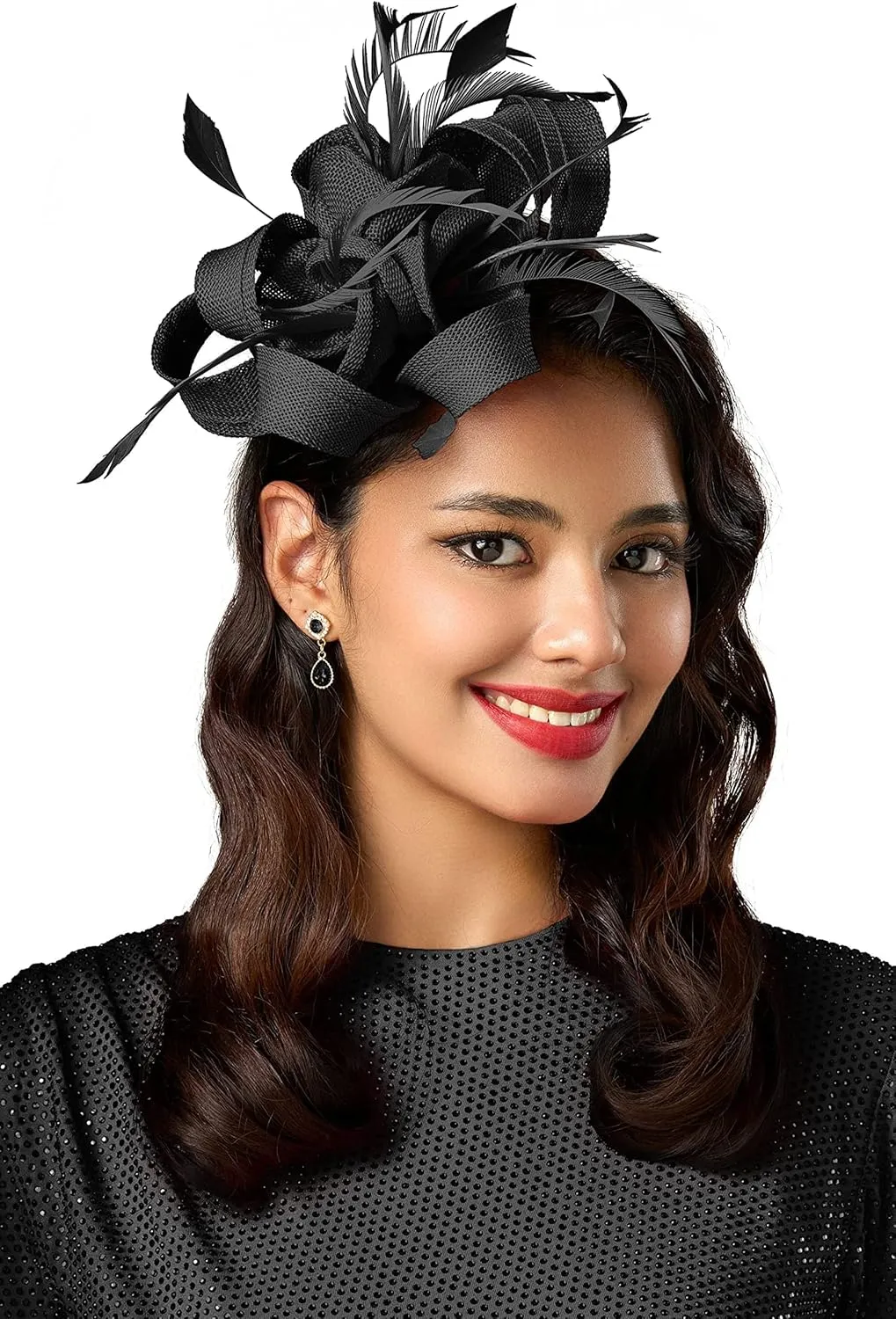 BABEYOND Fascinator Hats for Women - Tea Party Hats Fascinators Kentucky Headband Derby Hat Wedding Feathers Ribbon Headwear