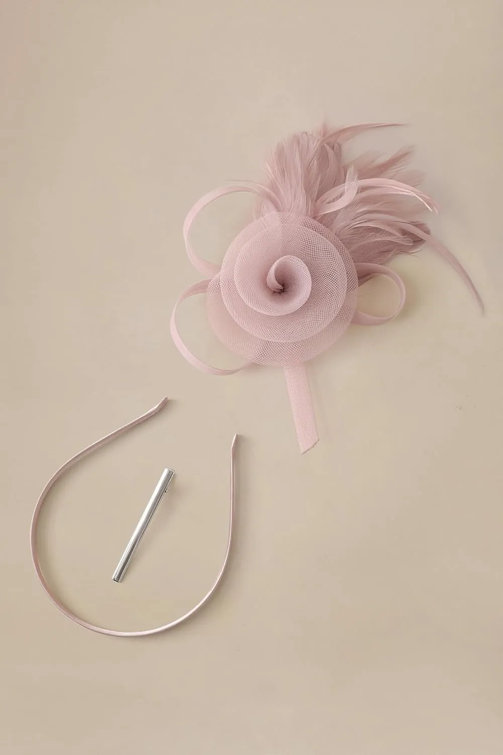 BABEYOND Fascinators Hats for Women - Tea Party Hats Kentucky Elegant Tulle Mesh Feather Bridal Wedding Headband Hair Clip