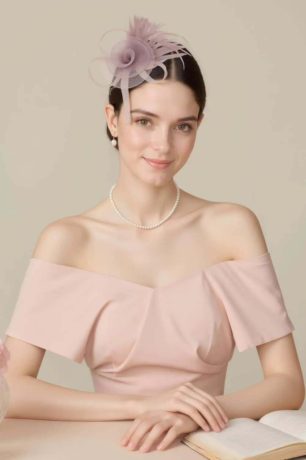 BABEYOND Fascinators Hats for Women - Tea Party Hats Kentucky Elegant Tulle Mesh Feather Bridal Wedding Headband Hair Clip