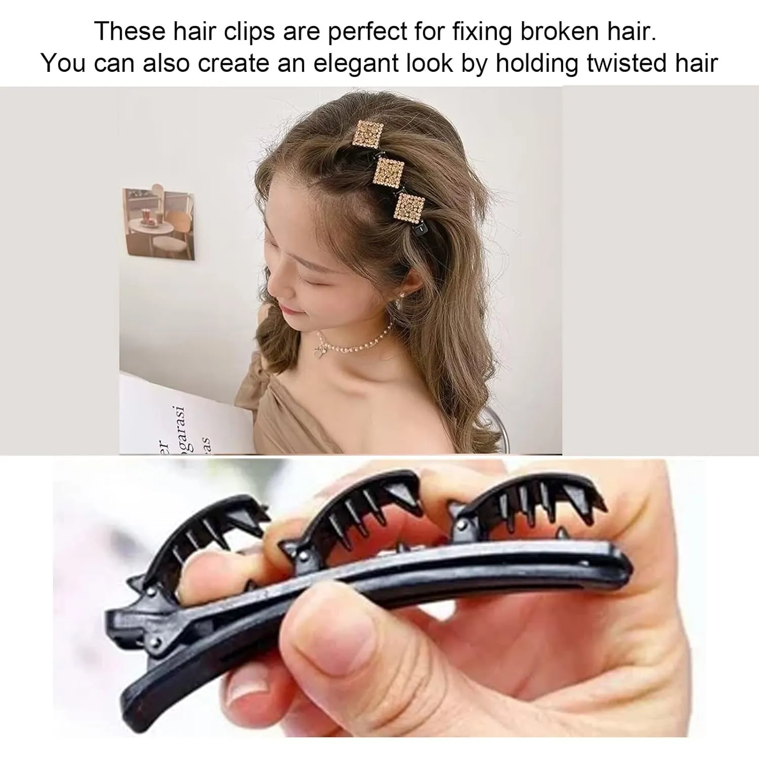 Braided Hair Clips for Woman, Sparkling Crystal Stone Braided Hair Clips Hair Accessories Decorative Hair Pins for Styling Hair Barrettes for Women Birthday Anniversary Christmas Gifts