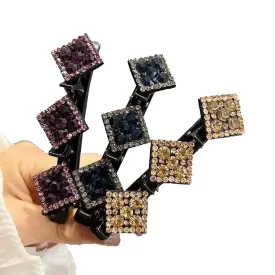 Braided Hair Clips for Woman, Sparkling Crystal Stone Braided Hair Clips Hair Accessories Decorative Hair Pins for Styling Hair Barrettes for Women Birthday Anniversary Christmas Gifts