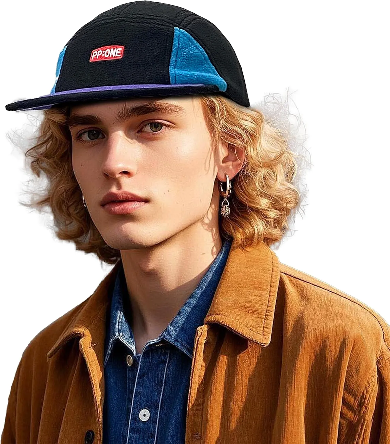 Clakllie Flat Brim Baseball Cap 5 Panel Hat Vintage Trucker Hats for Men Urban Street Camping Hat Hip Hop Skateboard Hats