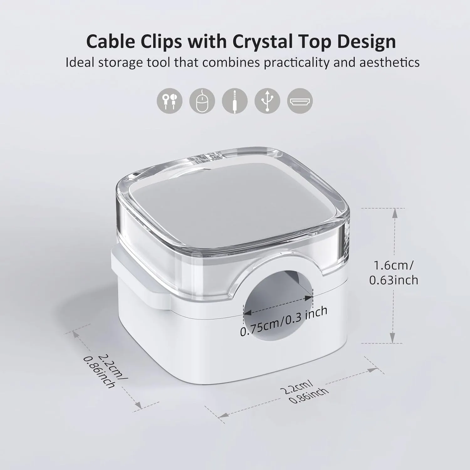 Cord Holder, 6 Pack Magnetic Cable Clips, Strong Adhesive Cord Holder for Nightstand Desk Organizer Kitchen Appliances Car Wall Office Phone Wire Keeper, Clear White