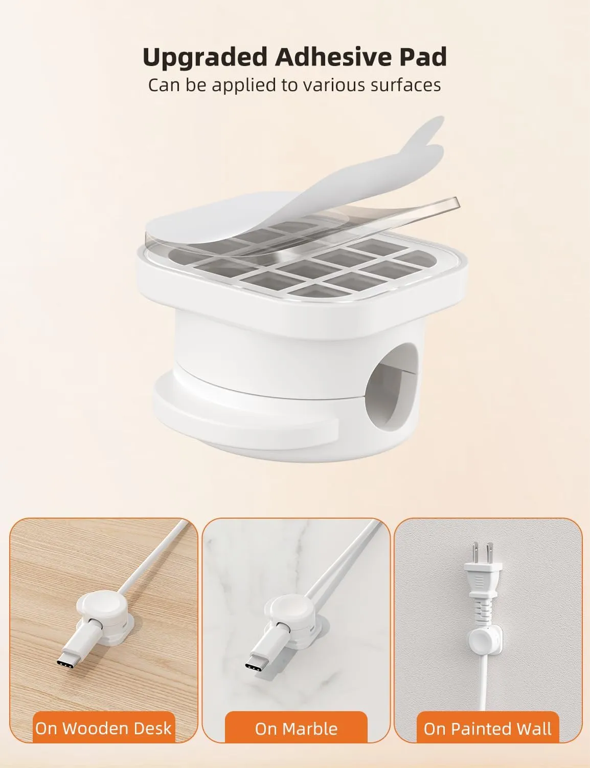 Cord Organizer Holder, 6 Pack Magnetic Cable Clips for Desk Nightstand, Strong Adhesive Phone Cord Holder Charging Clips for Office Home Kitchen Appliances Bedroom Accessories, White