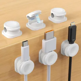 Cord Organizer Holder, 6 Pack Magnetic Cable Clips for Desk Nightstand, Strong Adhesive Phone Cord Holder Charging Clips for Office Home Kitchen Appliances Bedroom Accessories, White