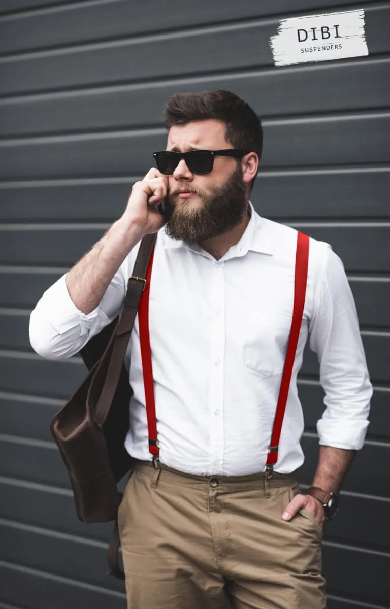 Dibi Mens Suspender with 3 Strong Clips Adjustable Braces