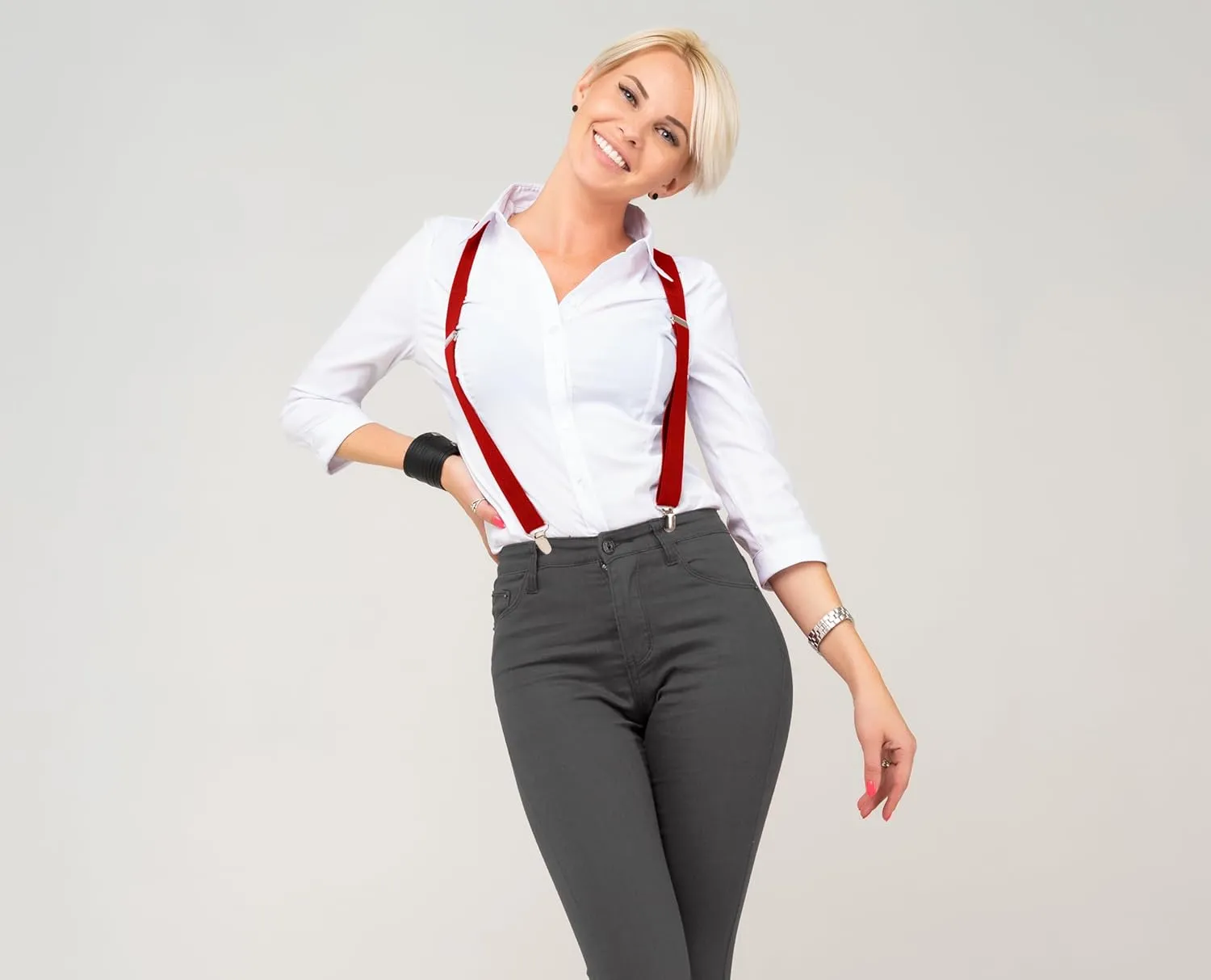 Dibi Mens Suspender with 3 Strong Clips Adjustable Braces