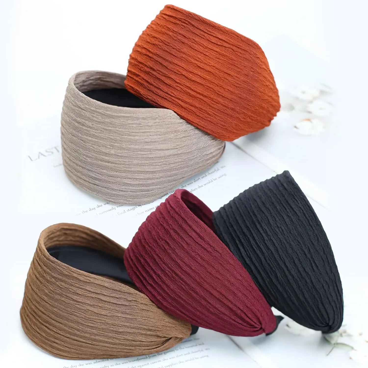 DORIS&JACKY Fashion 2.5 Inch Wide Lace Headbands Elastic Hairbands With Teeth Headwear Accessories For Women And Girls (Pattern 5-5PCS)