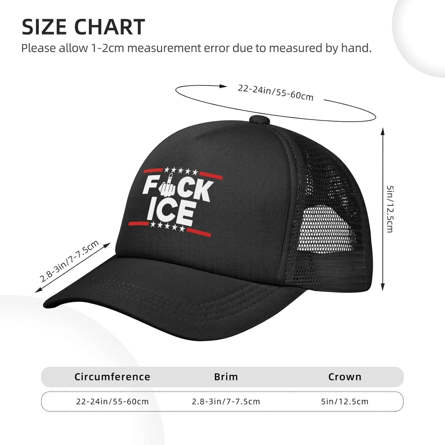 Fuck Ice Hat Support Immigrants Make America Great Hat Trucker Mesh Cap for Men Women Black