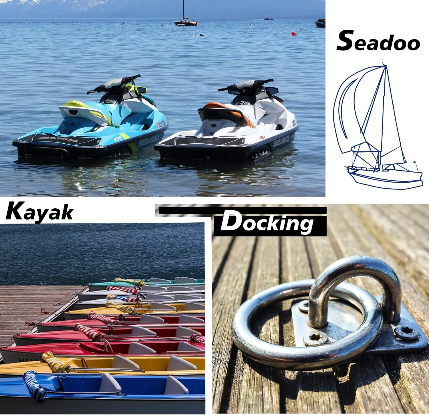 Green-Yellow Bungee Dock Lines 2-Pack with Double Hooks & Floating Tubes  High-Visibility Boat Ropes for Jet Ski, Pontoon, Kayak  4ft to 5.5ft, 316 Stainless Steel, Shock Absorbing