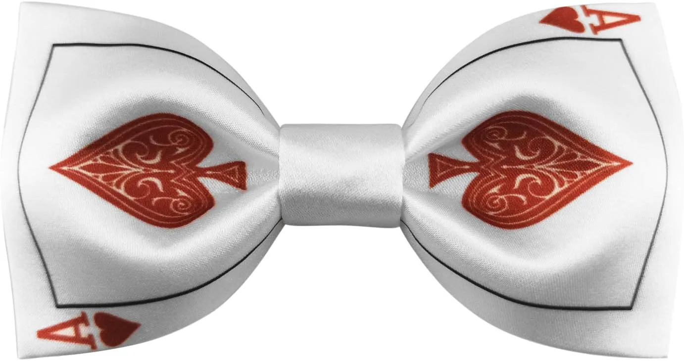 GUUNIEE Mens Satin Silk Bowtie Poker Ace Bow Ties