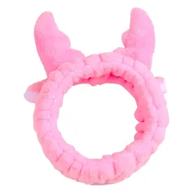 Jowmoy Cute Pink antlers Headband Frog Eye Elastic to Wash Face for Women Makeup Shower Spa.
