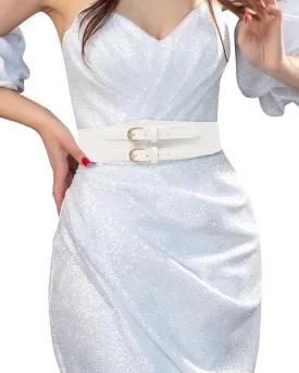 Kajeer Elastic Wide Waist Belt Women,Vintage Cinch Belts,Double Buckle Stretchy Corset Women Wide Belt for Dresses