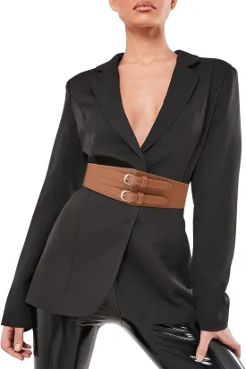 Kajeer Elastic Wide Waist Belt Women,Vintage Cinch Belts,Double Buckle Stretchy Corset Women Wide Belt for Dresses