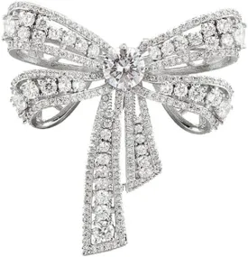 Kokoma Rhinestone Bow Brooch Pin for Women Shiny CZ Crystal Pearl Dangling Ribbon Bow Knot Lapel Pins Wedding Party Dance Banquet Dress Suit Shirt Scraf Clip for Clothes Accessories Jewelry
