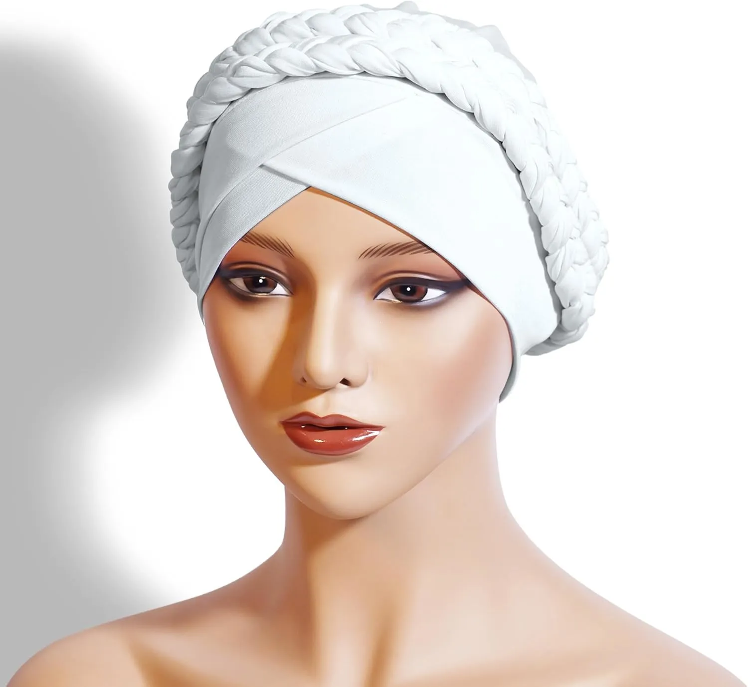 Muslim Turban Pre-Tied Twisted Braid Hair Cover Wrap Hat African Beanie Headwraps for Women