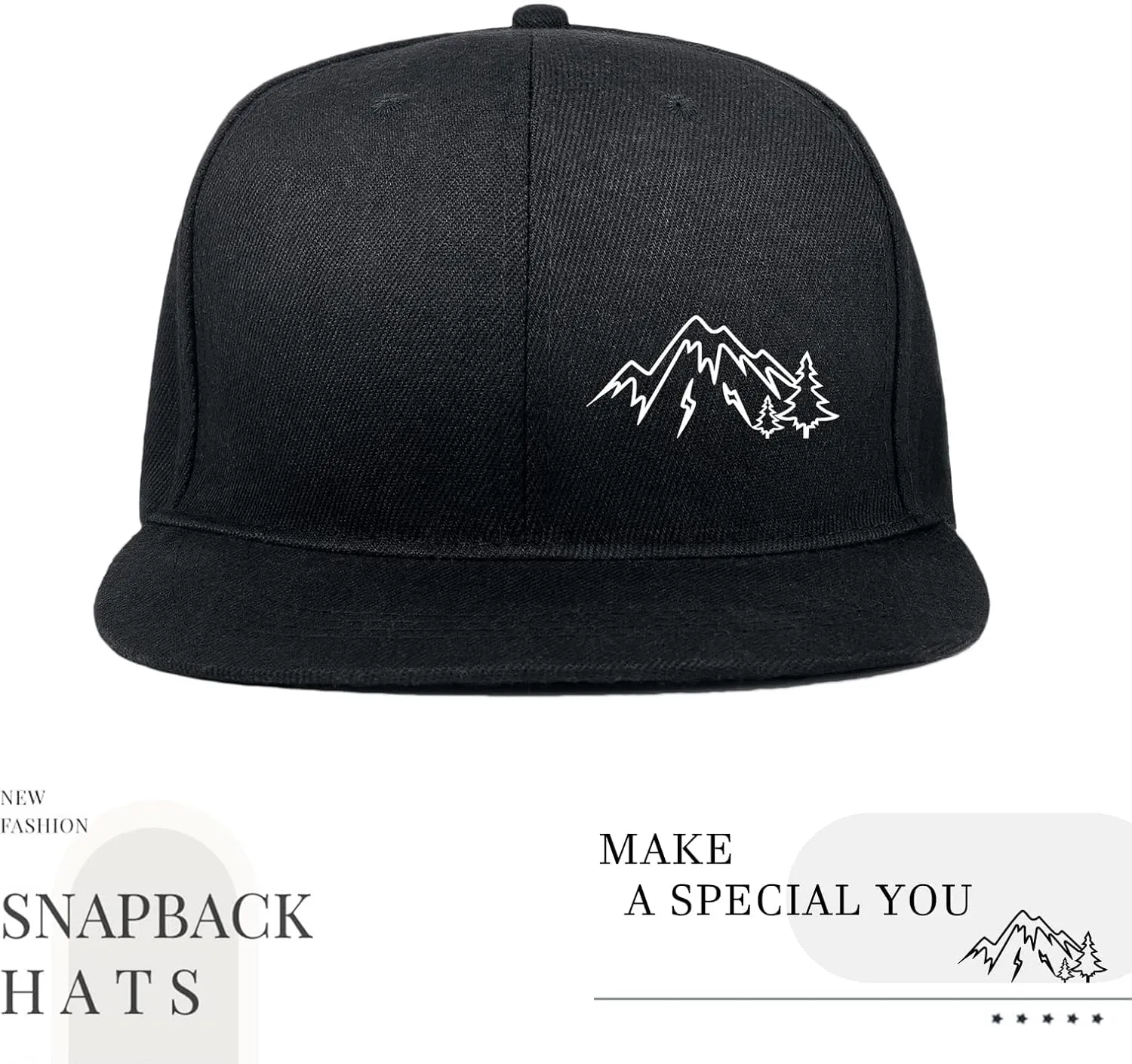 Negi Snapback Hats for Mens Hat Fitted Mountain Gaming Trucker Dad Black Flat Bill Adjustable Baseball Cap Brim