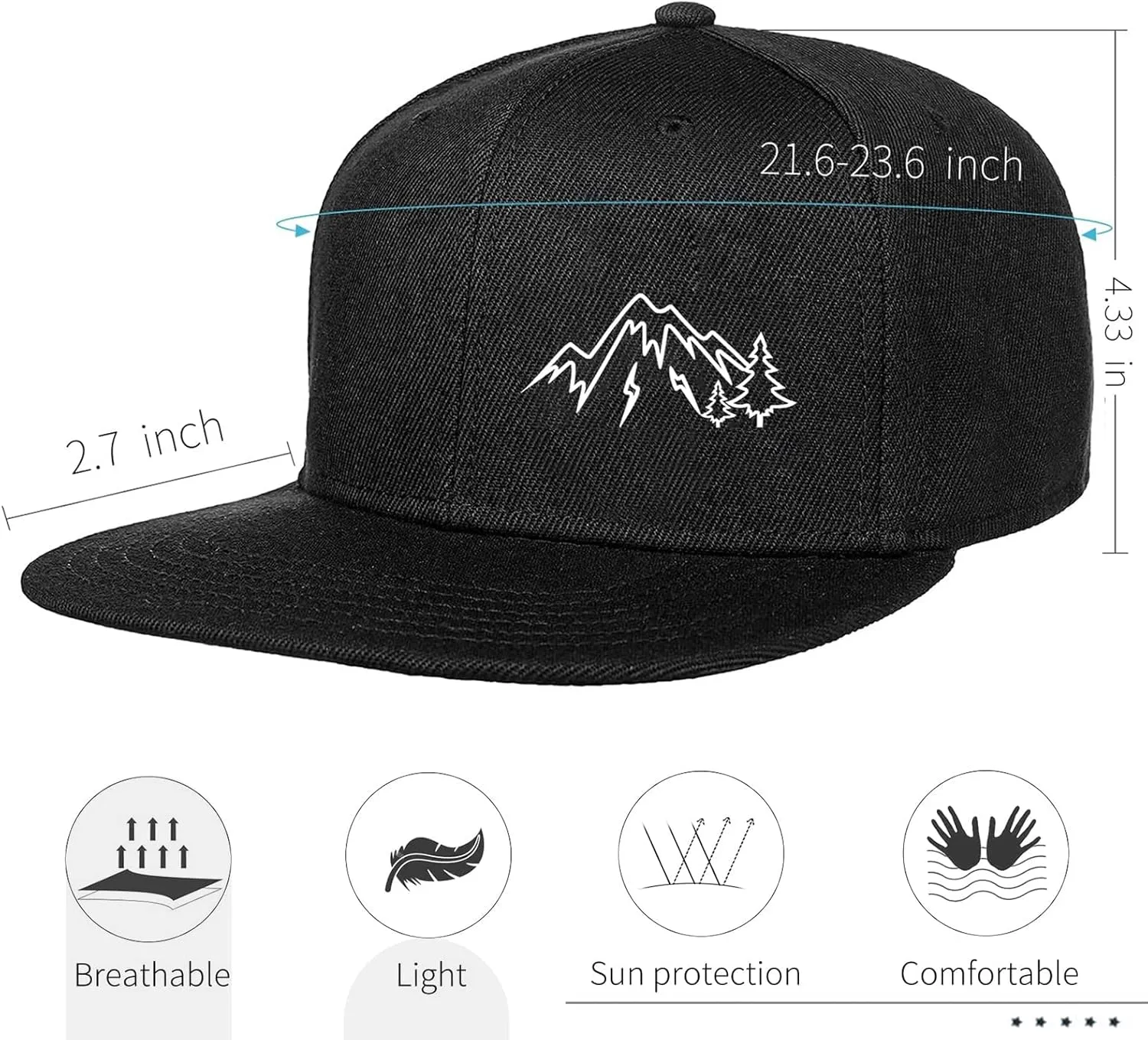Negi Snapback Hats for Mens Hat Fitted Mountain Gaming Trucker Dad Black Flat Bill Adjustable Baseball Cap Brim