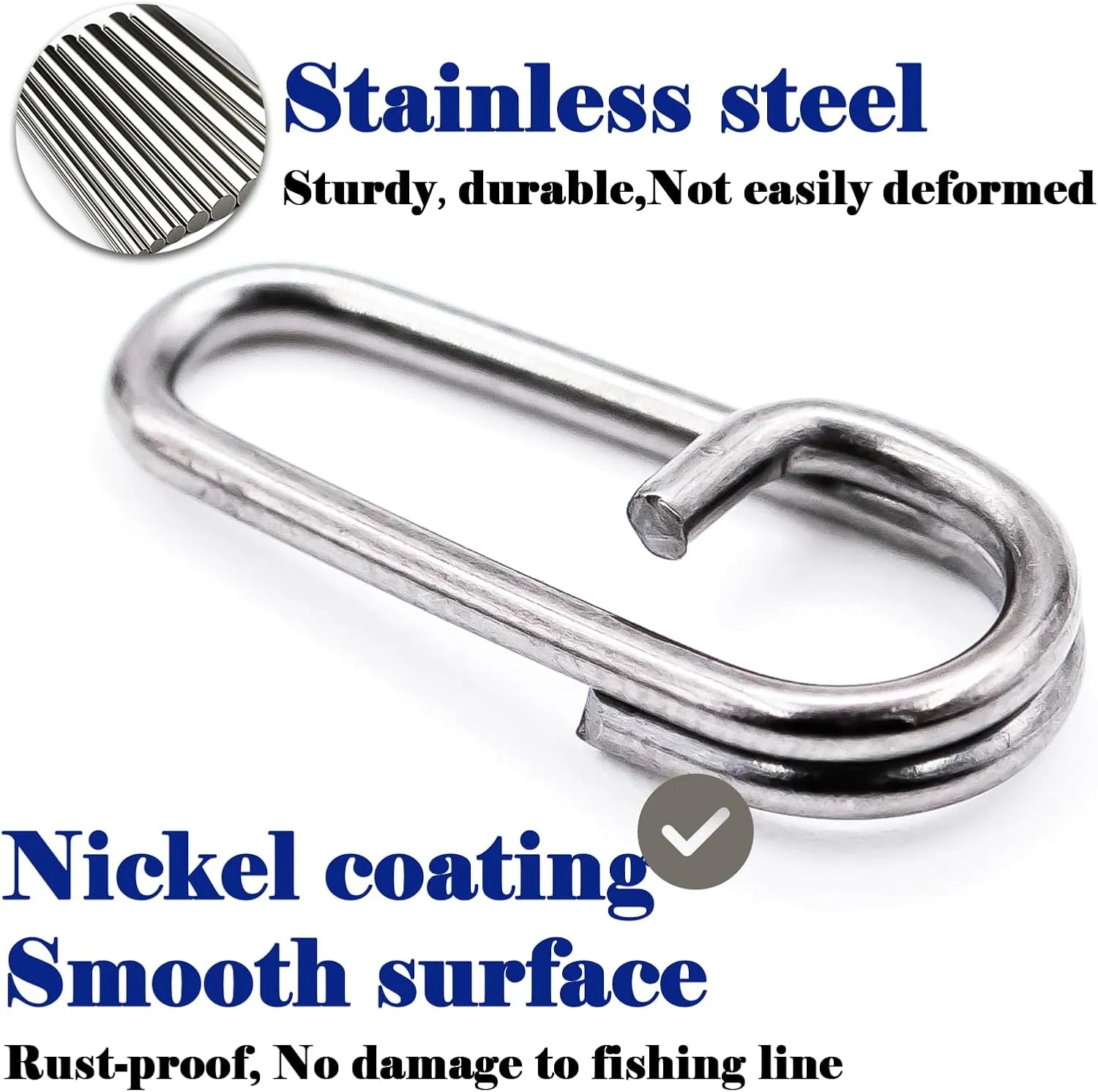 Oval Split Rings Fishing - 50pcs Fishing Power Clips Snaps Quick Change for Lures Stainless Steel Fishing Tackle