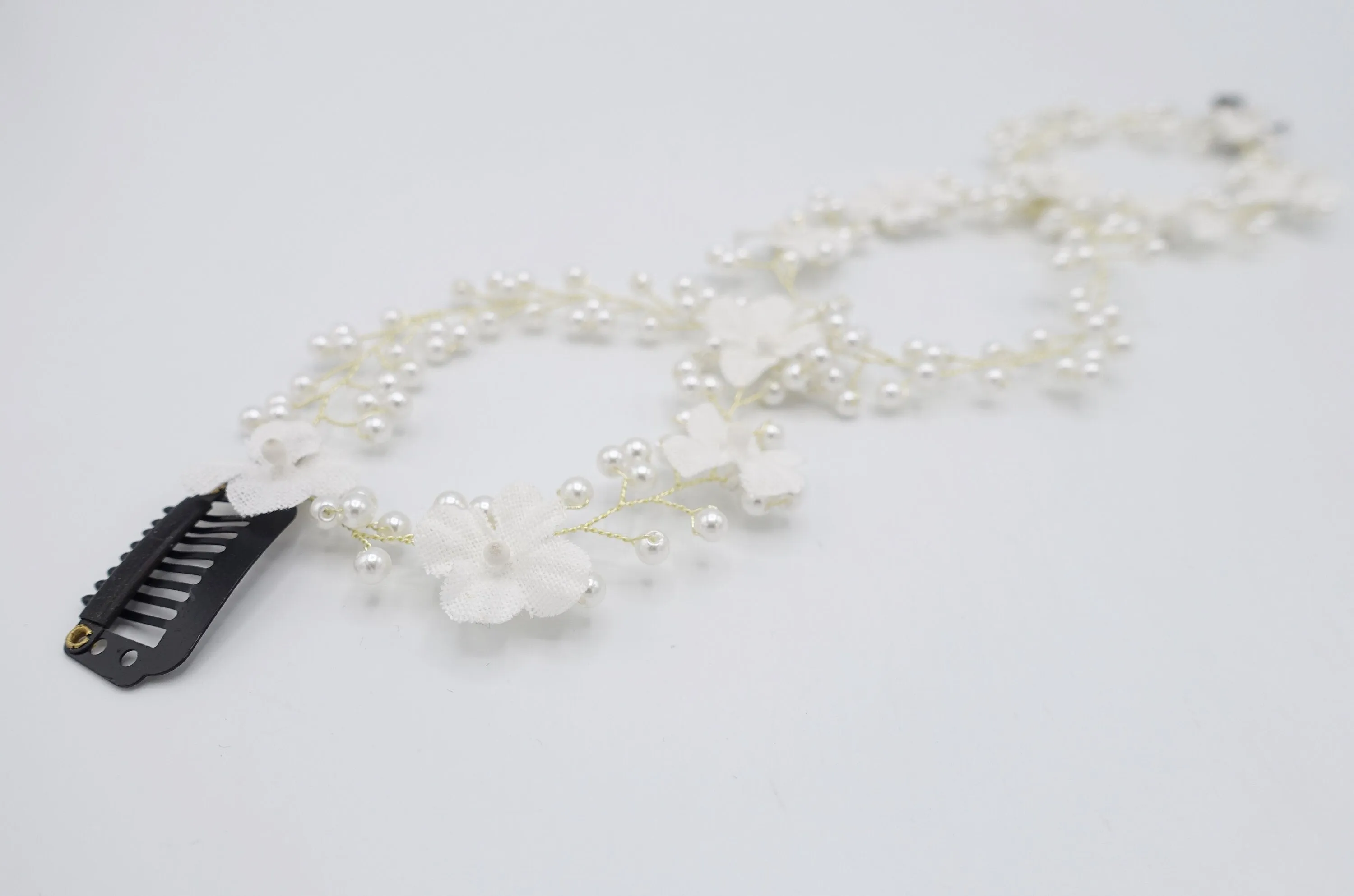 pearl bridal hair vine clip headband for wedding