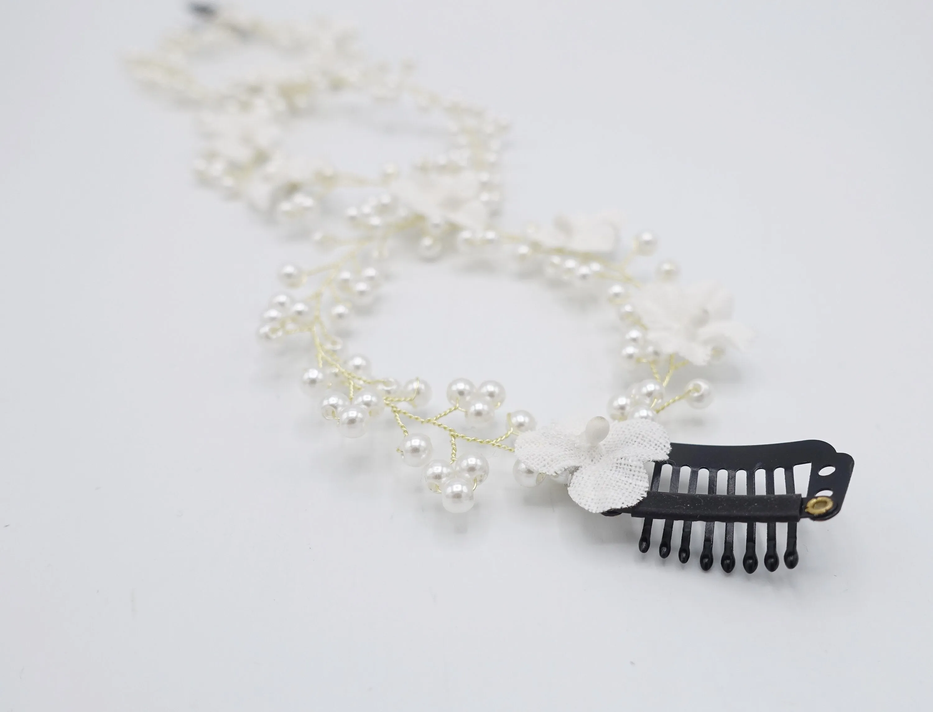 pearl bridal hair vine clip headband for wedding