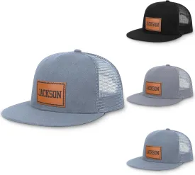 Personalized Kid Baseball Hat Cap: Custom Name Leather Sun Hats - Adjustable Snapback Trucker Caps for Child Boys Girls