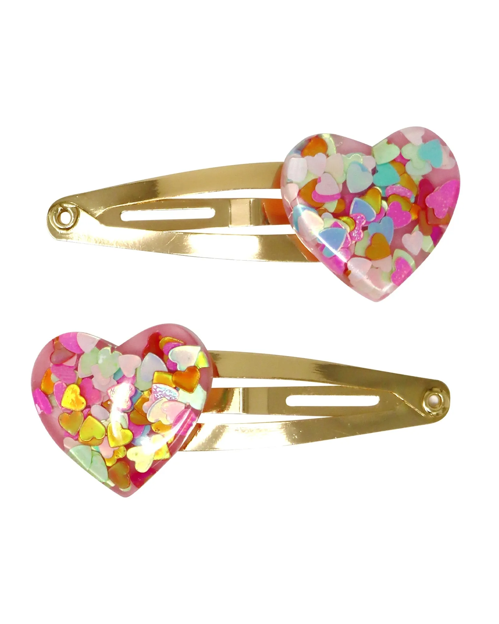 Pink Poppy Glitter Resin Heart Hair Accessories Set