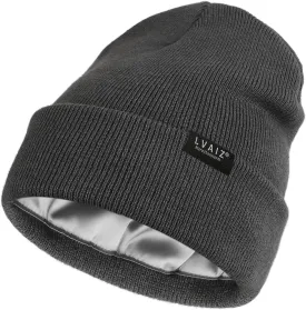 Satin Lined Winter Beanie Hats for Women Knitted Watch Hat with Silk Lining Unisex Solid Skull Cap