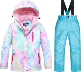 SEARIPE Girls Ski Jacket and Pant Set Winter Warm Snowsuits Kids Toddler Waterproof Outdoor Ski Suit