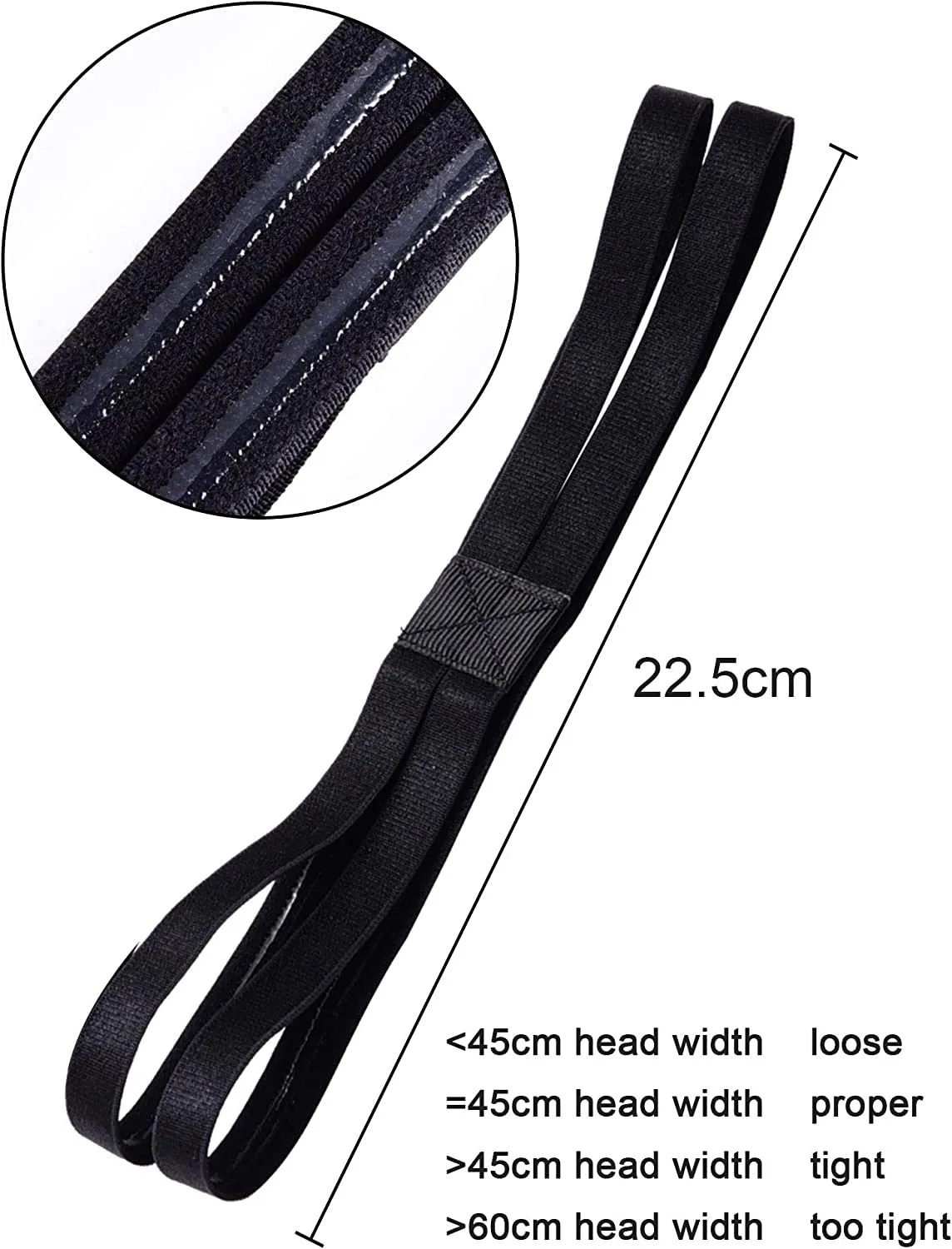 Shappy 3 Pieces Double-Straps Sport Headbands Elastic Hairband Non-Slip Sweatband for Women or Men(Black)