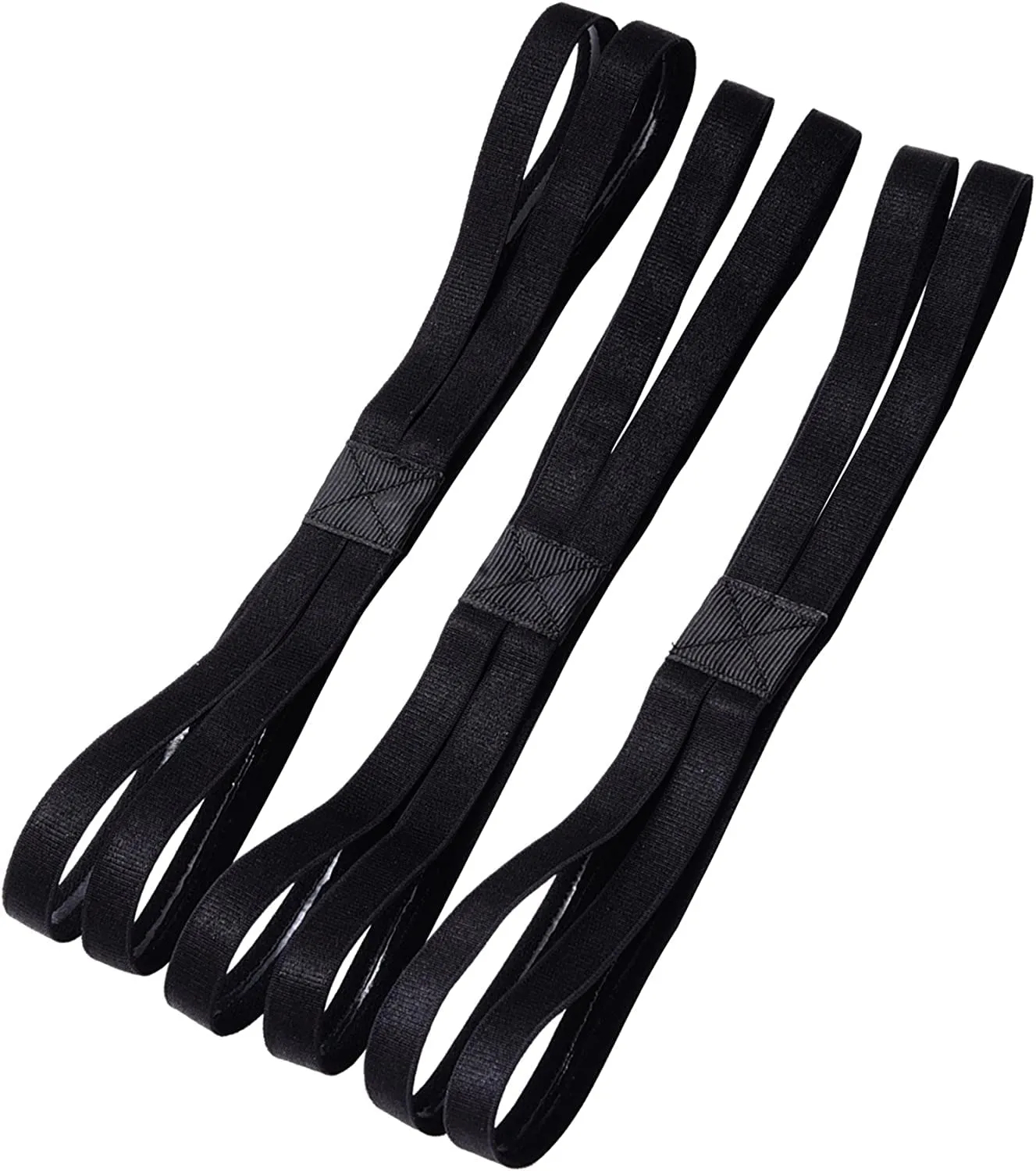 Shappy 3 Pieces Double-Straps Sport Headbands Elastic Hairband Non-Slip Sweatband for Women or Men(Black)