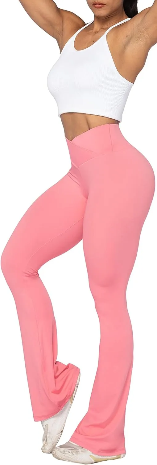 Sunzel Flare Leggings, Crossover Yoga Pants with Tummy Control, High-Waisted and Wide Leg