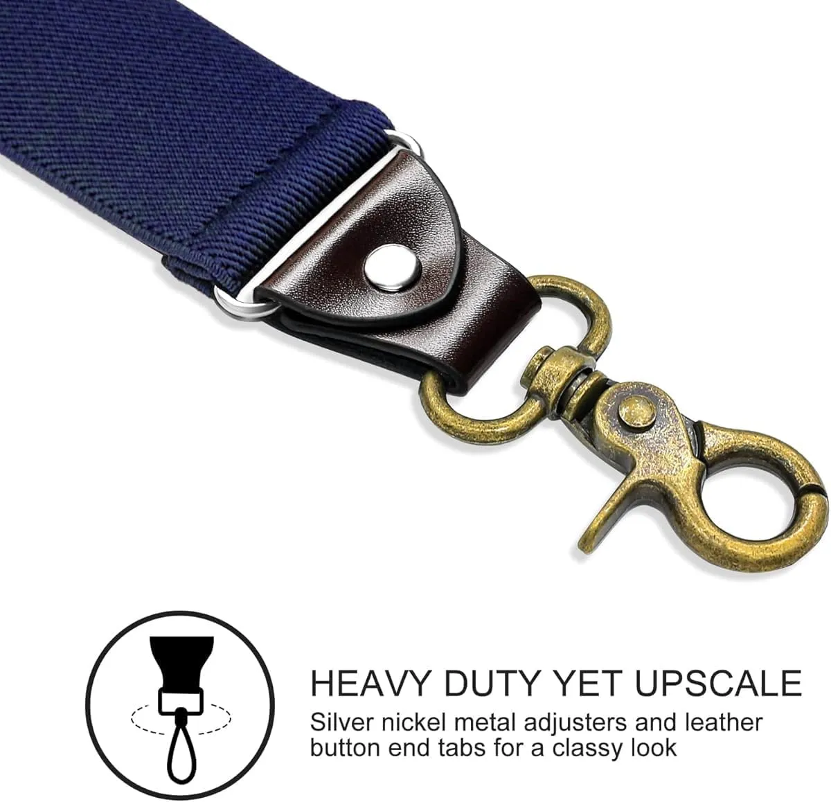 Suspenders for Men, Adjustable Suspenders Gold Clip with Elastic Straps Y-Back Construction Heavy Duty for Work