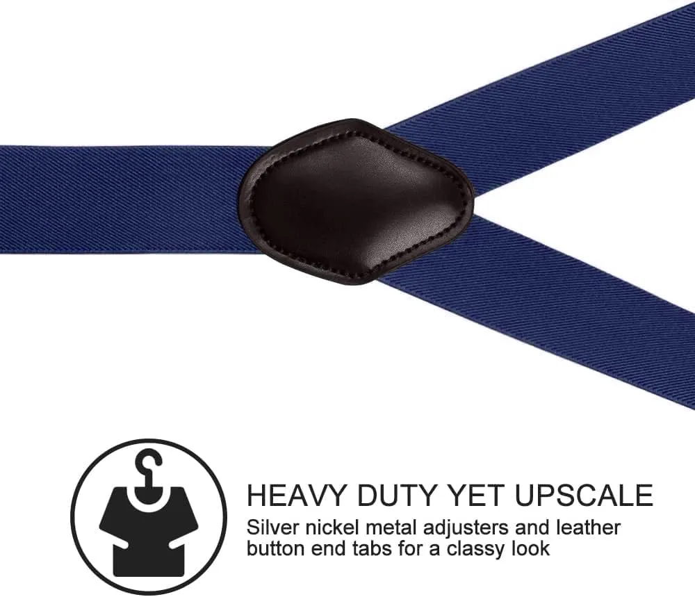 Suspenders for Men, Adjustable Suspenders Gold Clip with Elastic Straps Y-Back Construction Heavy Duty for Work