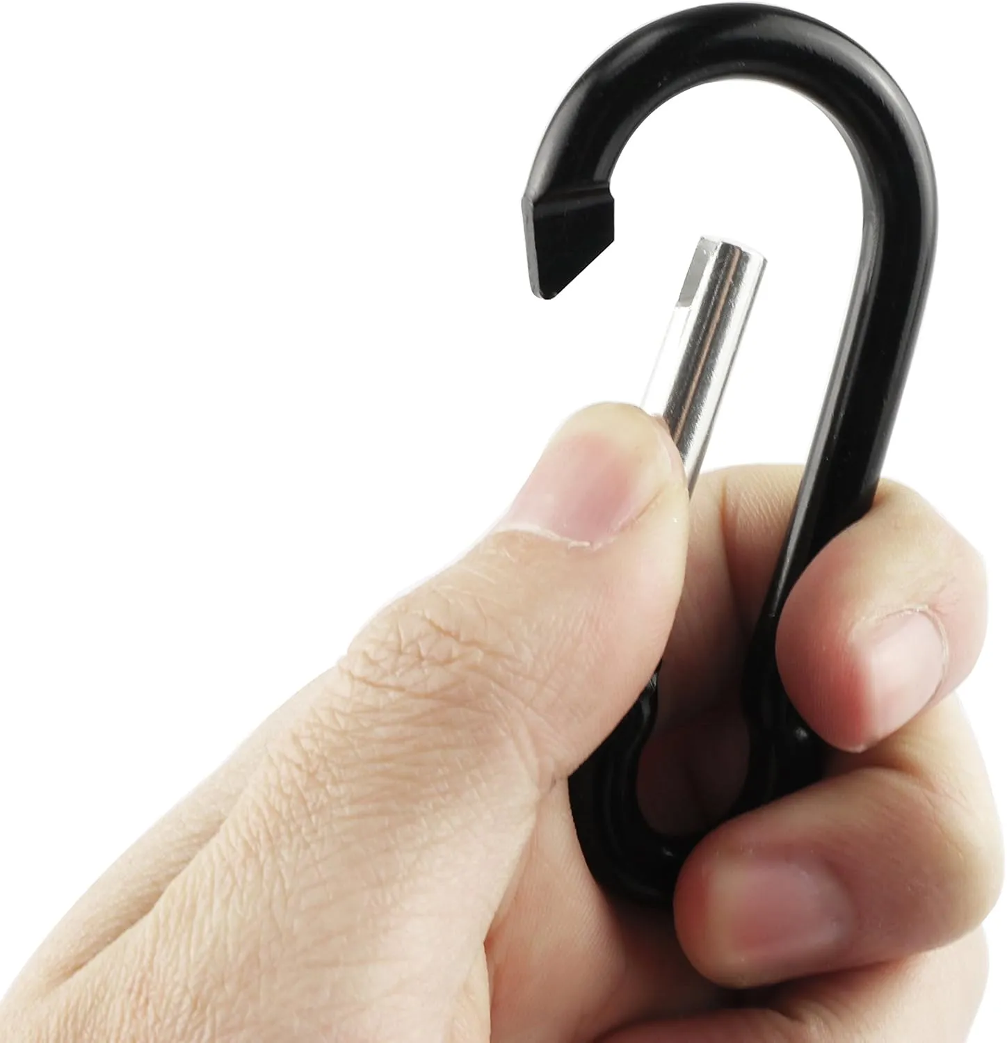 Swatom Aluminum Carabiner Clip 1.6/1.9/2.3/2.7/3.1 Inches Spring Snap Hook Keyring Carabiners Keychains Black (10P/20P)