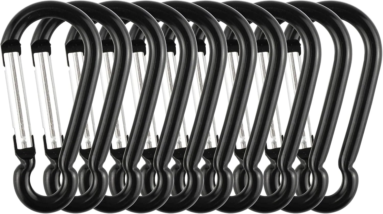 Swatom Aluminum Carabiner Clip 1.6/1.9/2.3/2.7/3.1 Inches Spring Snap Hook Keyring Carabiners Keychains Black (10P/20P)