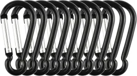Swatom Aluminum Carabiner Clip 1.6/1.9/2.3/2.7/3.1 Inches Spring Snap Hook Keyring Carabiners Keychains Black (10P/20P)