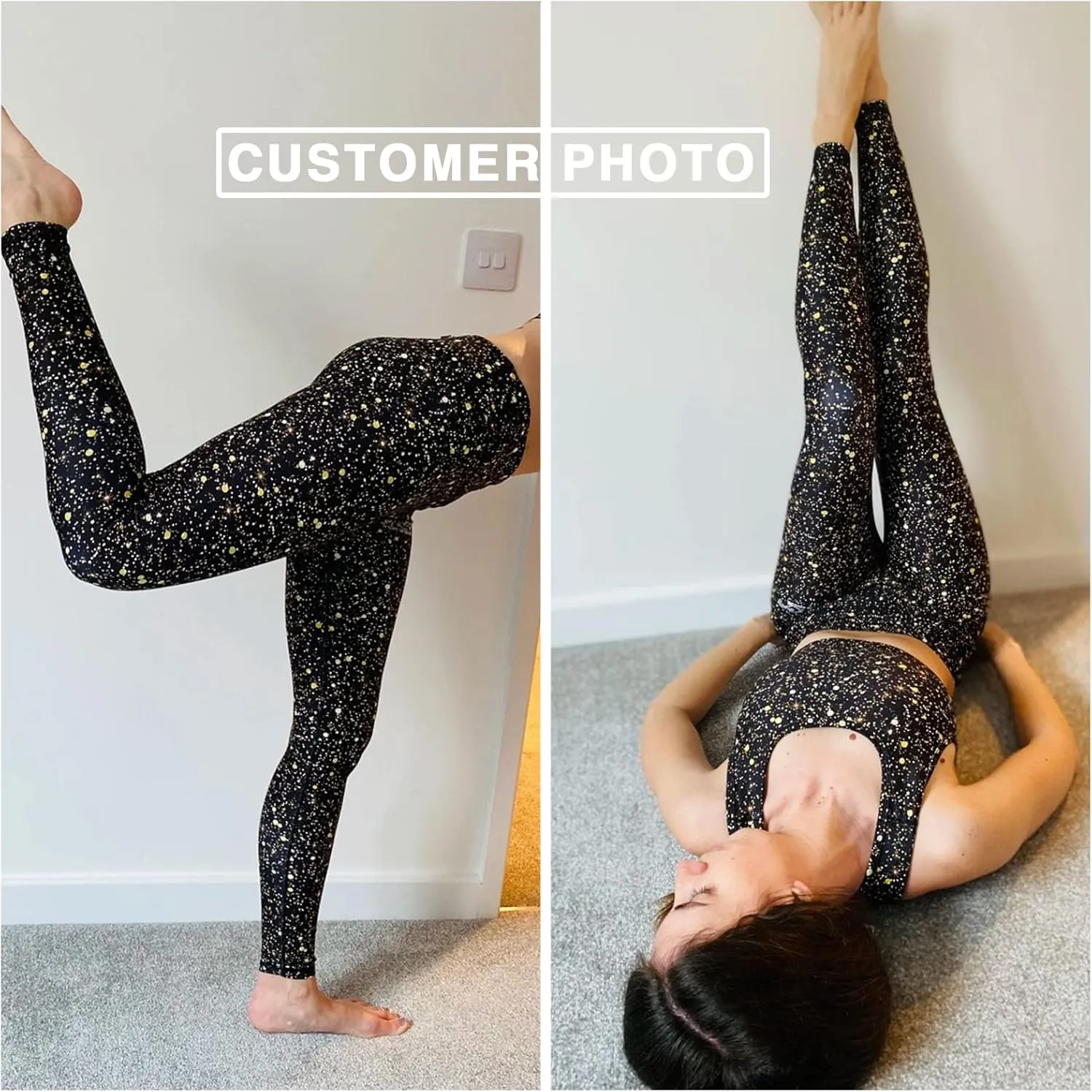 UIUO-UIPEU Women's Printed Yoga Pants with Pockets 7/8 Workout Leggings for Women Tummy Control Compression Leggings
