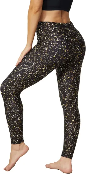UIUO-UIPEU Women's Printed Yoga Pants with Pockets 7/8 Workout Leggings for Women Tummy Control Compression Leggings