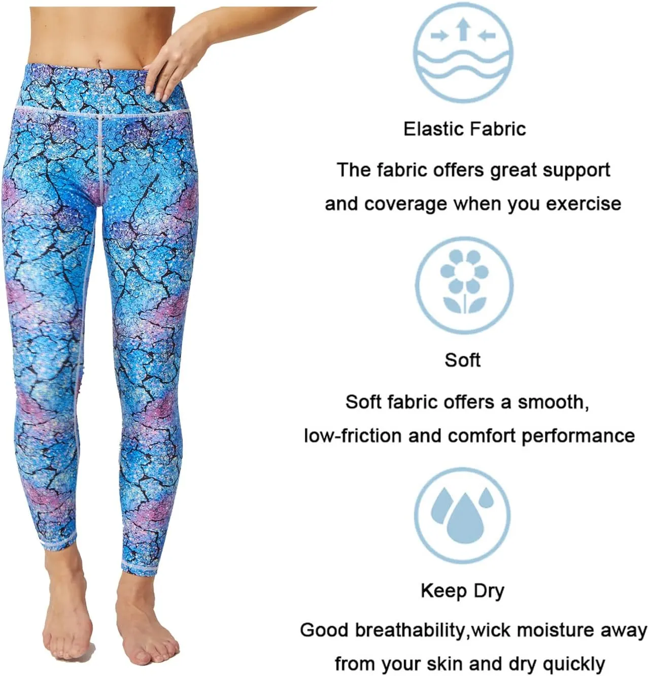 UIUO-UIPEU Women's Printed Yoga Pants with Pockets 7/8 Workout Leggings for Women Tummy Control Compression Leggings