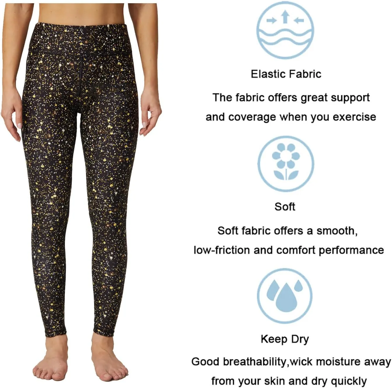 UIUO-UIPEU Women's Printed Yoga Pants with Pockets 7/8 Workout Leggings for Women Tummy Control Compression Leggings