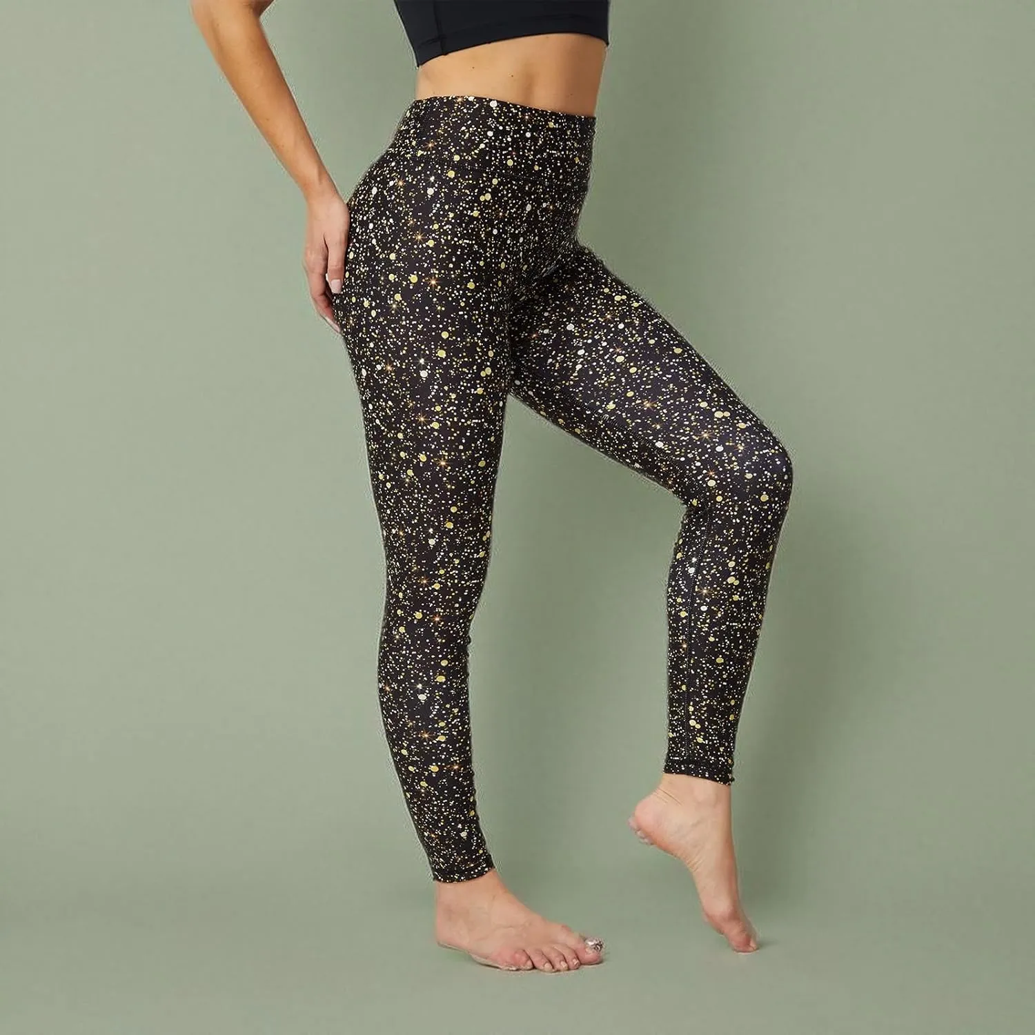UIUO-UIPEU Women's Printed Yoga Pants with Pockets 7/8 Workout Leggings for Women Tummy Control Compression Leggings