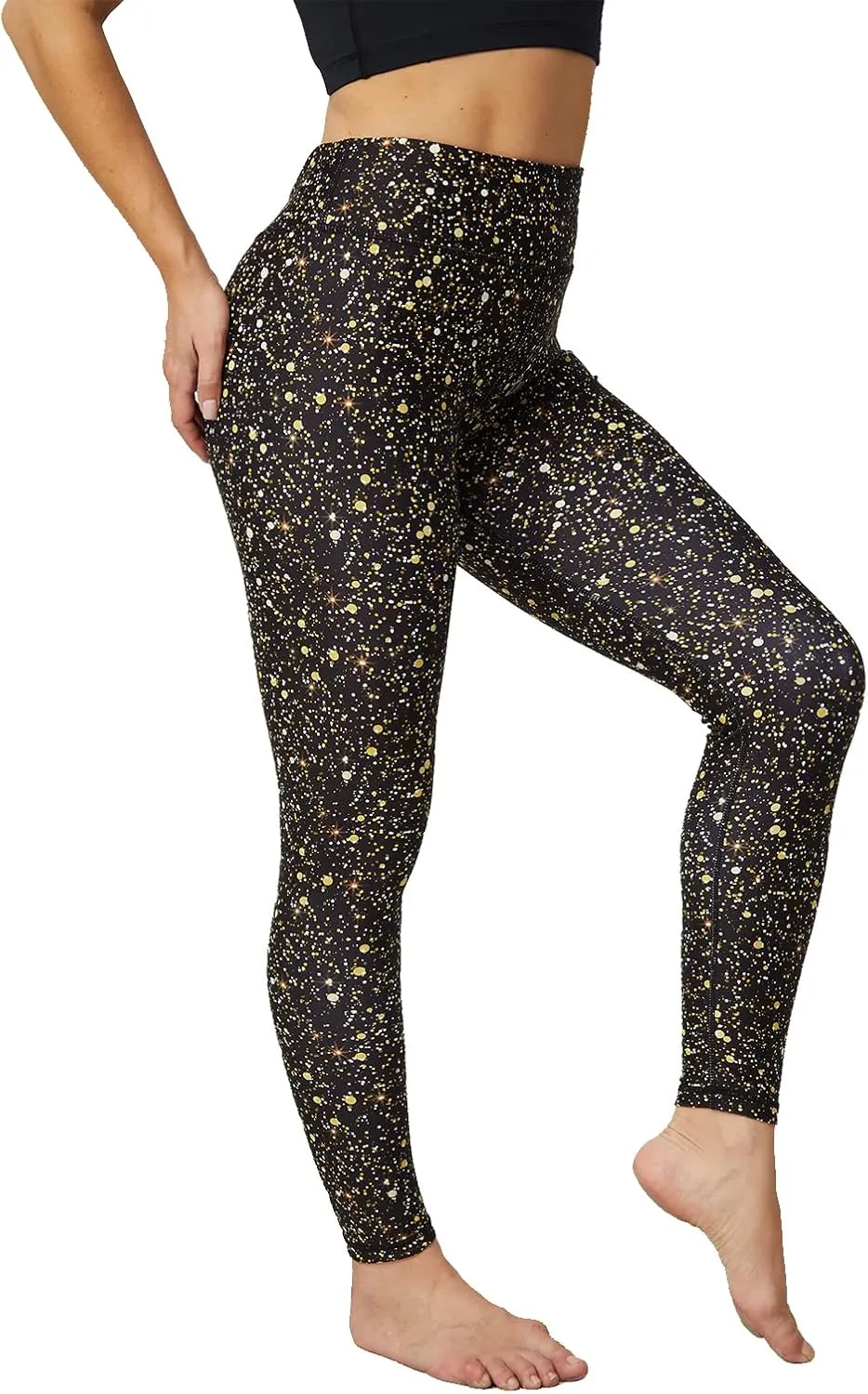 UIUO-UIPEU Women's Printed Yoga Pants with Pockets 7/8 Workout Leggings for Women Tummy Control Compression Leggings