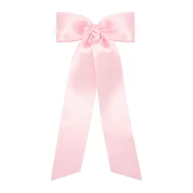 Wee Ones Medium French satin bowtie with knot wrap and streamer tails 9"